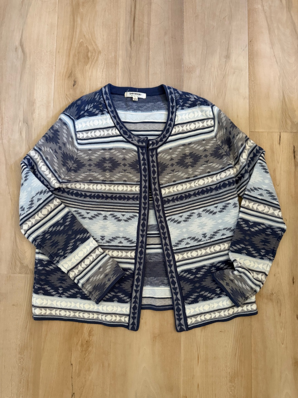 Tantrums Navy, Gray & Cream Patterned Zip Cardigan